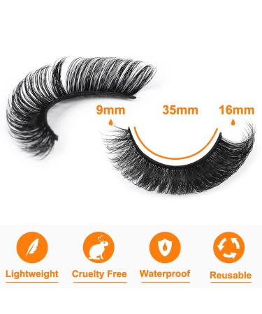 Kiromiro 16mm False Wispy Faux Mink D Curl Lashes - Fluffy Natural Human Silk Russian Strips - Buy Online on GoSupps.com