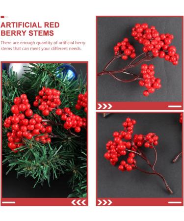 HOMSFOU 50 Pcs Artificial Red Fruit Xmas Holly Berries Stems Simulation Red Berries Holly Berries for Crafts Fake Holly Berries Desk Topper Christmas Tree Picks Plastic Fake Branch Berry - Buy Online on GoSupps.com