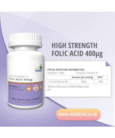 VitaThrive Folic Acid 400mcg 90 Tablets - Essential Supplement for Energy and Wellness - Buy Online on GoSupps.com