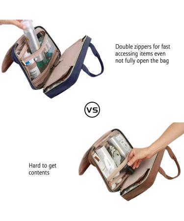 BAGSMART Large Hanging Travel Toiletry Bag for Women | Dark Blue | Full-Sized Container Holder - Buy Online on GoSupps.com