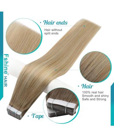 Fshine Adhesive Tape Hair Extensions | Balayage & Ombre Real Hair | Invisible Glue-In Extensions 50cm 50g #6/70 & #6/26/60 - Buy Online on GoSupps.com