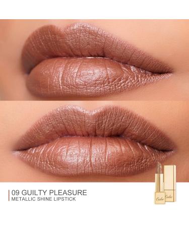 Buy Oulac Metallic Gloss Lipstick - Long-Lasting Vegan & Waterproof - (09) Guilty Pleasure Mauve Brown - 4.3g - Buy Online on GoSupps.com