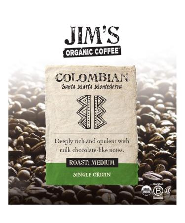 Jim's Organic Colombian Santa Marta Coffee - Medium Roast Whole Bean, 5 lb - Buy Online on GoSupps.com