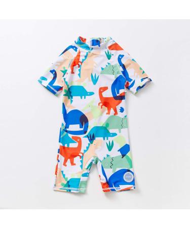 BONVERANO Baby Boys Swimsuit | UPF 50+ Sun Protection | 6-9 Months | White Dinosaur - Buy Online on GoSupps.com