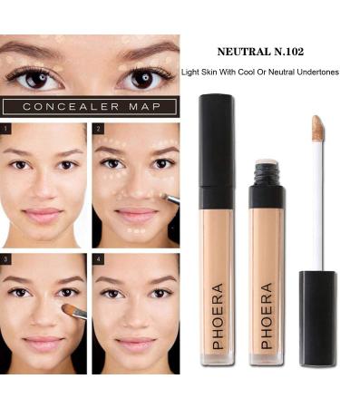 PHOERA Air Cushion CC Cream Natural Foundation Kit with Concealer, Primer, Powder, and Kabuki Brushes - 102 Nude + 02 Natural CC - Buy Online on GoSupps.com