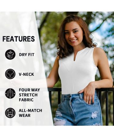 Women's UPF 50+ V-Neck Tennis Polo Shirt - White, X-Large - Buy Online on GoSupps.com