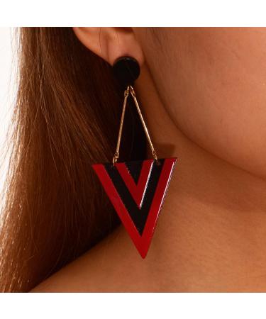 Feyley Triangular Seam Earrings | Minimalist Acrylic Geometric Dangling Jewelry for Women & Girls - White - Buy Online on GoSupps.com