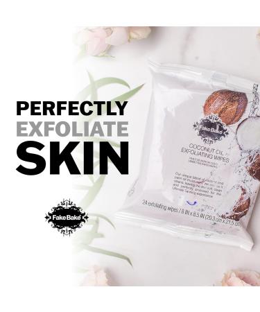 Fake Bake Coconut Oil Exfoliating Wipes with Calendula, Chamomile, Aloe, Vitamin E - 24 Count - Buy Online on GoSupps.com