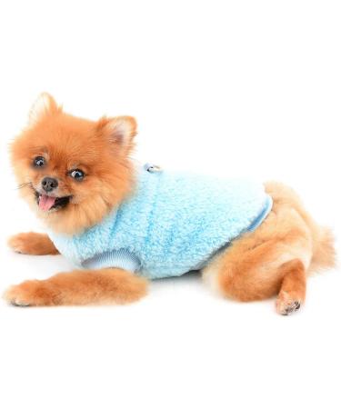 Smalllee Lucky Store Sherpa Fleece Sweater Vest for Small Dogs & Cats | Warm Turtleneck Sweatshirt for Autumn & Winter | D-Ring Design for Yorkies & Chihuahuas | Size XL Blue - Buy Online on GoSupps.com