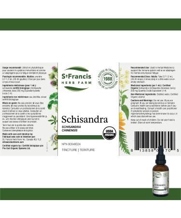 St. Francis Herb Farm Schisandra Herbal Tincture Liquid | Used as an Adaptogen for Mental & Physical Fatigue | Supports the Immune System | Organic | Non-GMO | Lactose-Free | (50ml) 50 ml (Pack of 1) - Buy Online on GoSupps.com