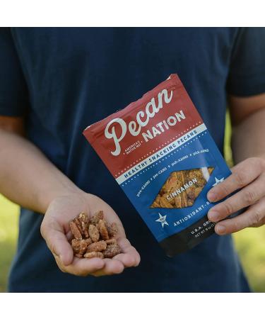 Pecan Nation Cinnamon Flavored Roasted Pecan Halves 8 oz - Natural Antioxidant-Rich Nut Snack, Non-GMO, Preservative-Free - 8 Ounce Pack - Buy Online on GoSupps.com
