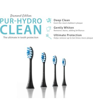 Sonic Clean Brush Replacement Heads - Soft Dupont Bristles - 4 Pack Electric Toothbrush Heads (Black Diamond Edition) - Buy Online on GoSupps.com