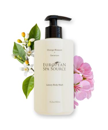 European Spa Source Luxury Body Wash Orange Blossom and Geranium Refreshing Bath and Shower Gel Cleanser 22 fl oz.
