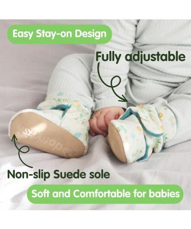 Dotty Fish Cotton Baby Booties with Suede Sole - Teal Fleece Safari Animals, 0-6 Months - Buy Online on GoSupps.com
