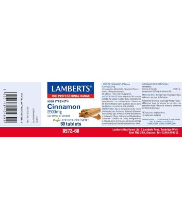  Lamberts Lamberts Cinnamon 2500mg - 60 Tablets - Buy Online on GoSupps.com