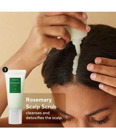 AROMATICA Rosemary Scalp Scaling Trial Kit with Mini Wooden Hair Brush - Clearer, Dandruff-Free Hair - Plant-Based Vegan Shampoo - 3.38 fl. oz Shampoo + 1.01 fl. oz Root Enhancer & Scalp Scrub - Buy Online on GoSupps.com