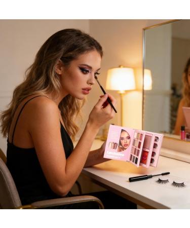 Mini Makeup Palette: Lipstick lip gloss eyeshadow swatches Shimmer Rouge highlighter American and European style cosmetics book | Portable Makeup Set - Buy Online on GoSupps.com