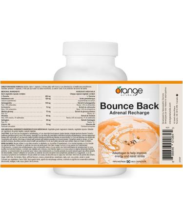 Orange Naturals - Bounce Back - 90 v-caps - Adrenal Recharge Supplements - Adaptogens Helps Improve Energy Pressure Relief Physical And Mental Performance Promote Relaxation and Glandular Repair - Buy Online on GoSupps.com