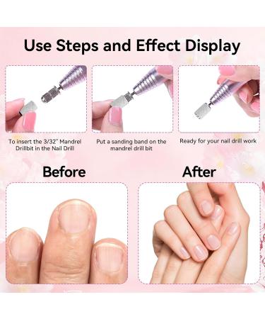 100Pcs White Nail Sanding Bands for Nail Drill with 240# Grit, 2 Mandrel Bits - Boxed for Acrylic Nails, Gel Manicures & Pedicure - Buy Online on GoSupps.com