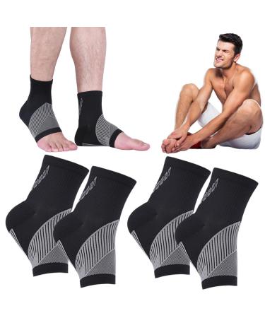 2Pairs Comprex Ankle Sleeves Soothe Relief Socks for Neuropathy Pain Women Plantar Fasciitis Socks for Arch Support Achilles Tendonitis and Foot Pain Relief (XL Black) XL Black