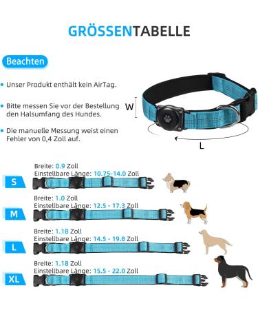 Airtag Dog Collar | IP68 Waterproof & Reflective Apple Air Tag Keeper for Medium Dogs | Durable Blue Dog Collar (Large) - Buy Online on GoSupps.com