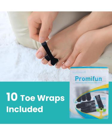 10 Pack Hammer Toe Corrector & Toe Splint - Orthopedic Brace Cushioned Bandages for Broken & Crooked Toes - Heal Wrap Separators (Black 5L + 5S - Buy Online on GoSupps.com