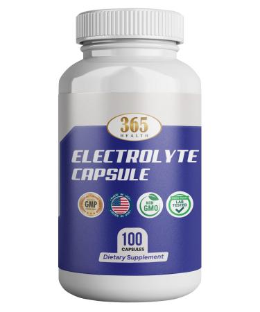 365 Health Electrolyte Capsules 100 Count Dietary Supplement for High Sodium Diets Non-GMO (500mg Sodium - 100mg Potassium)