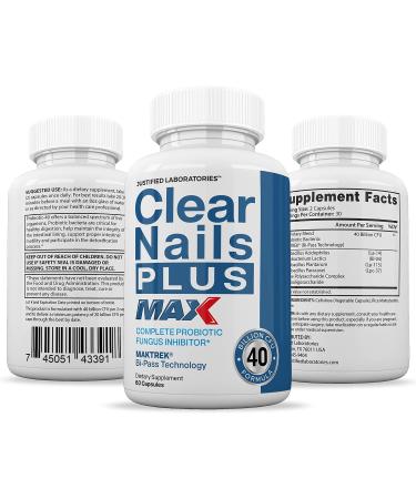 Justified Laboratories Clear Nails Plus Max | 3 Pack Probiotic 40 Billion CFU | Strong Healthy Hair Skin Nails | 180 Capsules - International Shipping - Buy Online on GoSupps.com