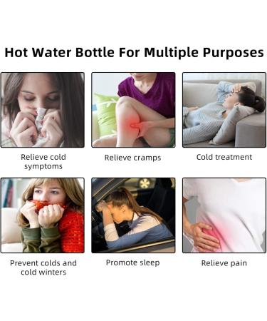 2L Hot Water Bottle with Soft Cover - Pain Relief for Cramps - Removable Hot Cold Pack - Bed Warmer - Creamy-white Rubber - Buy Online on GoSupps.com