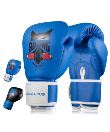 Liberlupus Kids Boxing Gloves for Boys and Girls, Boxing Gloves for Kids 3-15, Youth Boxing Training Gloves, Kids Sparring Punching Gloves for Punching Bag, Kickboxing, Muay Thai, MMA #1 Blue 6 oz (50-70 lbs)