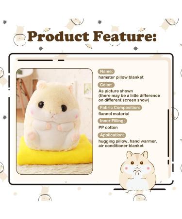 MUZIRI KINOKOO Cute Hamster Plush Pillow Blanket - Soft Folding Throw for TV, Sofa, Office, and Plane - Beiges - Buy Online on GoSupps.com