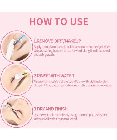Eyelash Shampoo Foam Cleaner with Brush - 60ml Lash Cleaner for Extensions & Makeup Residue Removal - Buy Online on GoSupps.com