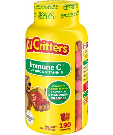 L'il Critters Kids Immune C Gummy Supplement | Vitamin C, Zinc, Vitamin D3 | 190 ct (95-190 Day Supply) | 4 Delicious Flavors - America's #1 Gummy Vitamin Brand - Buy Online on GoSupps.com