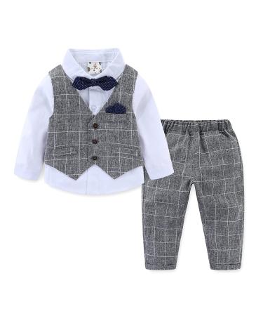 famuka Baby Boys Gentleman Suits Kids Tuxedo Clothing Set Grey 80