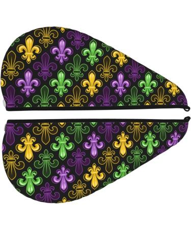 Hair Towel Wrap - Quick Drying Towel Turban with Button | Soft Head Towel for Effortless Hair Drying (Mardi Gras1 - Buy Online on GoSupps.com