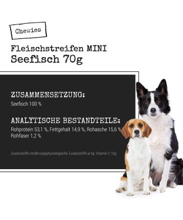 100% Sea Fish Mini Dog Treats - D rrfisch Seefisch - Air-Dried Grain-Free Meat Strips Snacks for Small Dogs - 70g - Buy Online on GoSupps.com