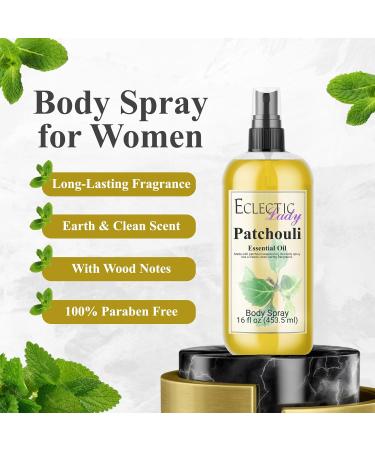 Body Spray for Women 16 Oz Patchouli Essential Oil Body Mist with Long-Lasting Fragrance Earthy & Clean Scent Reminiscent of the 1960s & 70s Light Subtle Perfume with Wood Notes 100% Paraben Free Regular Strength 16 Fl Oz (Pack of 1) - Buy Online on GoSupps.com