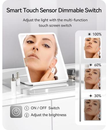 POPLIZZ Travel Makeup Mirror with Rechargeable LED Lights - Folding Portable Mirror for Women - White - Buy Online on GoSupps.com