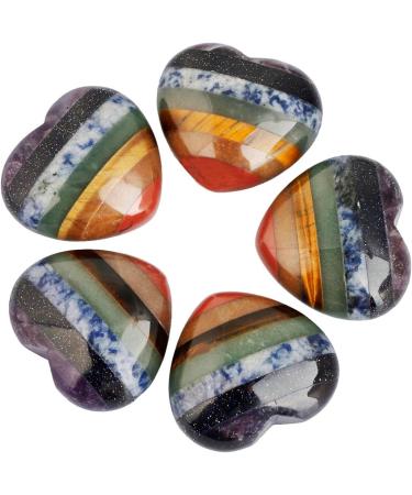 Nupuyai Chakra Heart Palm Worry Stone - Reiki Healing Crystal Love Stone for Home Decor - 45mm Multicolor 7 Chakra Stone - Buy Online on GoSupps.com