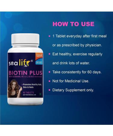 Biotin Plus Tablets Prevent Hair Loss and Promotes Healthy Hair Growth | Glowing Skin and Longer Nails with Multivitamins & Sesbania Extract (60 Tablets Each) for Men and Women - Buy Online on GoSupps.com