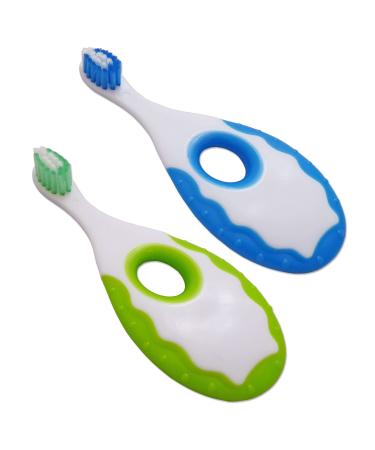 Baby Toddler Toothbrush First Teeth Cleaning Set of 2 Blue green