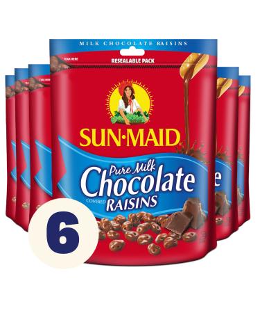Sun-Maid Chocolate Covered Raisins Snacks, Pure Milk Chocolate Raisins, 7 oz Resealable Bags (Pack of 6)