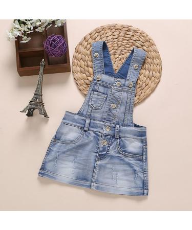 KIDSCOOL SPACE Baby Denim Overalls Dress 18-24 Months Light Blue | Girls Jean Jumper - Buy Online on GoSupps.com