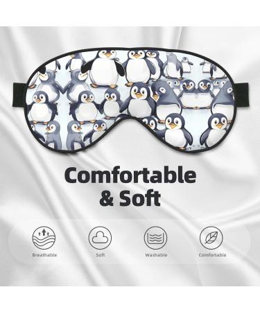 Cute Baby Penguins Sketch Print Eye Mask - Adjustable Light Blocking Sleep Mask for Adults | Comfortable Rest & Relaxation - Buy Online on GoSupps.com