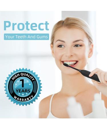 7AM2M Sonic Electric Toothbrush for Adults and Kids One Charge for 90 Days with 6 Brush Heads 5 Modes with 2 Minutes Build in Smart Timer Roman Column Handle Design (Black) Black No Travel Case - Buy Online on GoSupps.com