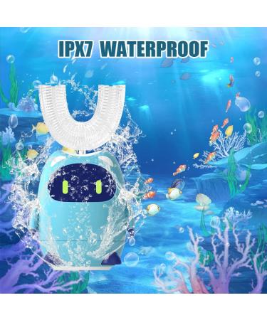 Kids U-Shaped Ultrasonic Electric Toothbrush with 2 Heads | 3 Modes, Smart Timers | Best Gift for Ages 2-12 | Robot-Blue - Buy Online on GoSupps.com