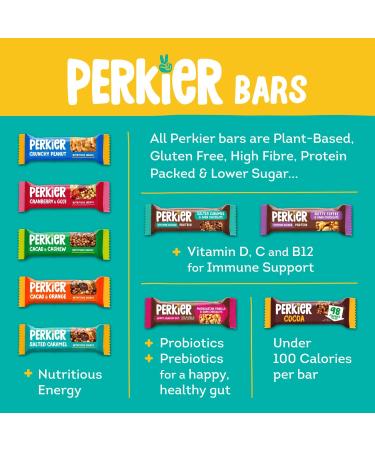 Perkier Salted Caramel Snack Bars (18 Pack) - Vegan, Gluten Free, High Protein, High Fibre, Lower Sugar, Lower Calorie, No Palm Oil - Natural Ingredients - Healthy Snack Bar - Buy Online on GoSupps.com