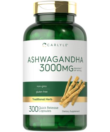 Carlyle Ashwagandha Supplement for Women and Men | 300 Capsules | Herb Root Extract with Black Pepper | Non-GMO and Gluten Free 300 Count (Pack of 1)