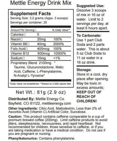 Energy Drink Powder - 50 Servings | Sugar Free | 200mg Caffeine | Mettle Energy Drink Mix - Mixed Berry Blue - Buy Online on GoSupps.com