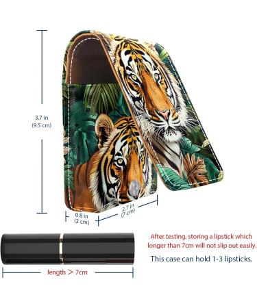 Stylish Leather Lipstick Case & Organizer with Mirror - Tropical Jungle Design - Mini Lip Gloss Holder for Travel - Buy Online on GoSupps.com